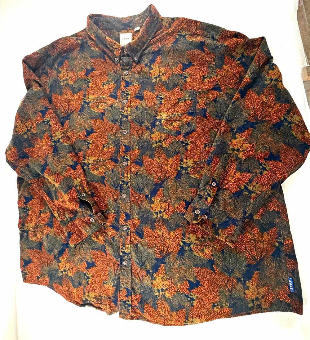 ROWM Men’s Big & Tall 4X Multicolor Floral Flannel Button-Down Shirt Pockets